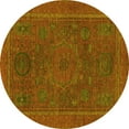thumbnail image 1 of Ahgly Company Machine Washable Indoor Round Abstract Yellow Modern Area Rugs, 4' Round, 1 of 4