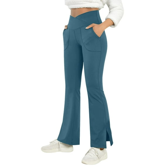 Rovga Women Yoga Long Pants Workout Leggings Fitness Solid Elastic High Waist Sports Running Yoga Pants With Pocket
