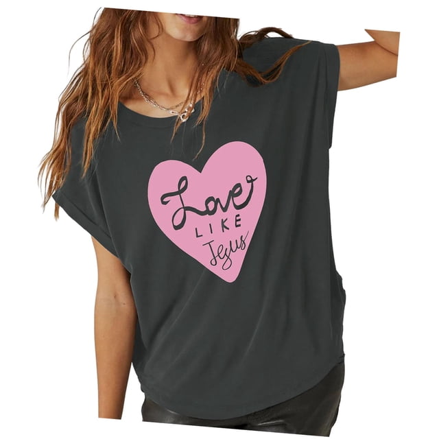 Camiseta de mujer Ropa casual Cuello redondo Camisetas de moda para ir de compras desplazamientos diarios XL Yuyangstore camiseta de mujer
