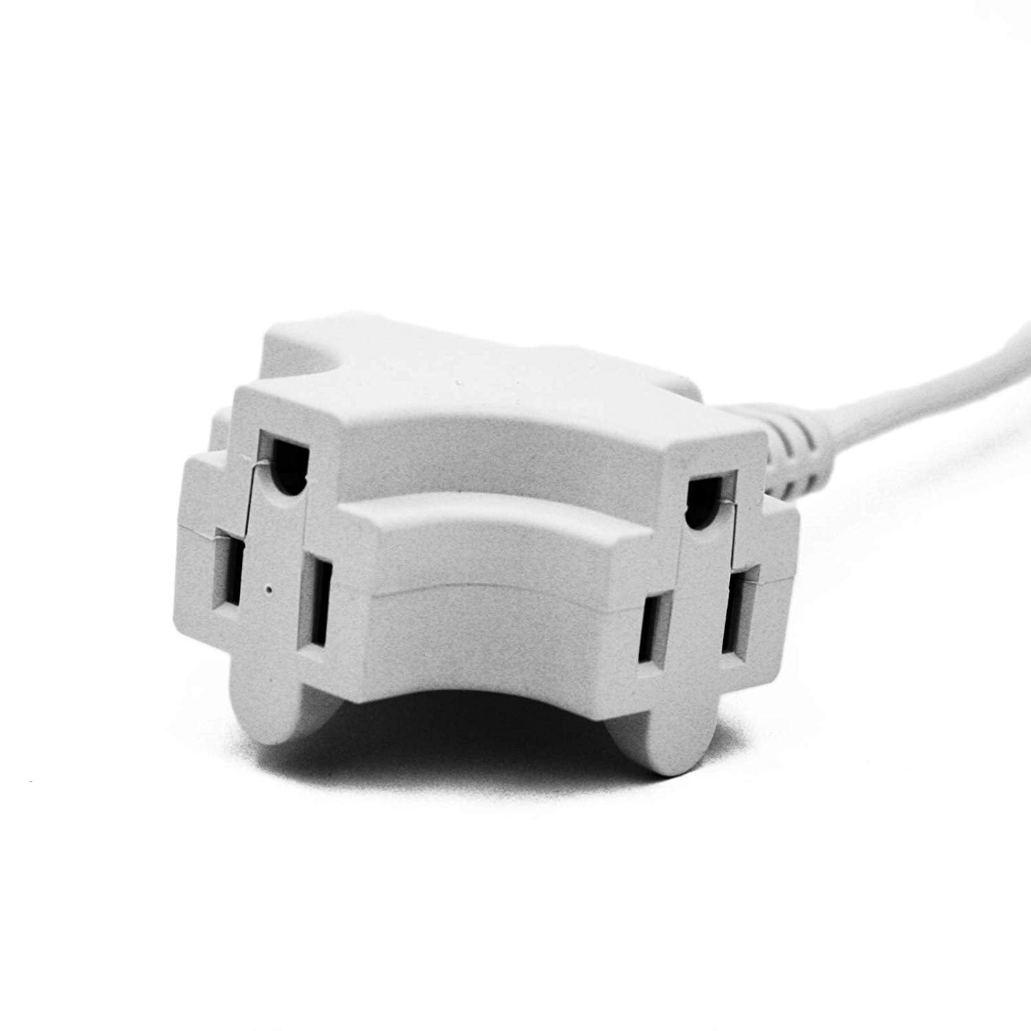 Wideskall 6 Feet 3 Prong 16 Gauge Grounded 3 Outlets Agnle Flat Plug ETL Listed Indoor Extension Cord White Pack of 2
