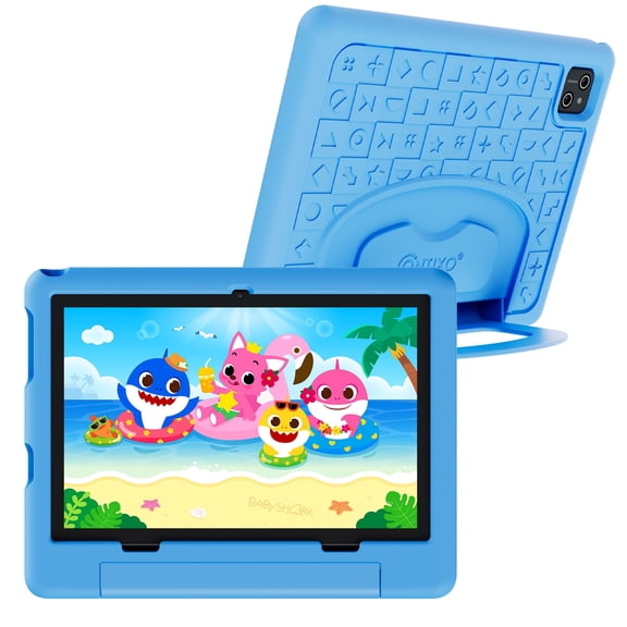 Pinkfong Baby Shark A10e 10-Inch Kids Learning Tablet by Contixo | Android 16, 8 Exclusive Pinkfong Educational Apps, Protective Case with Kickstand, Parental Controls, 32GB, Ages 3–12 –Blue