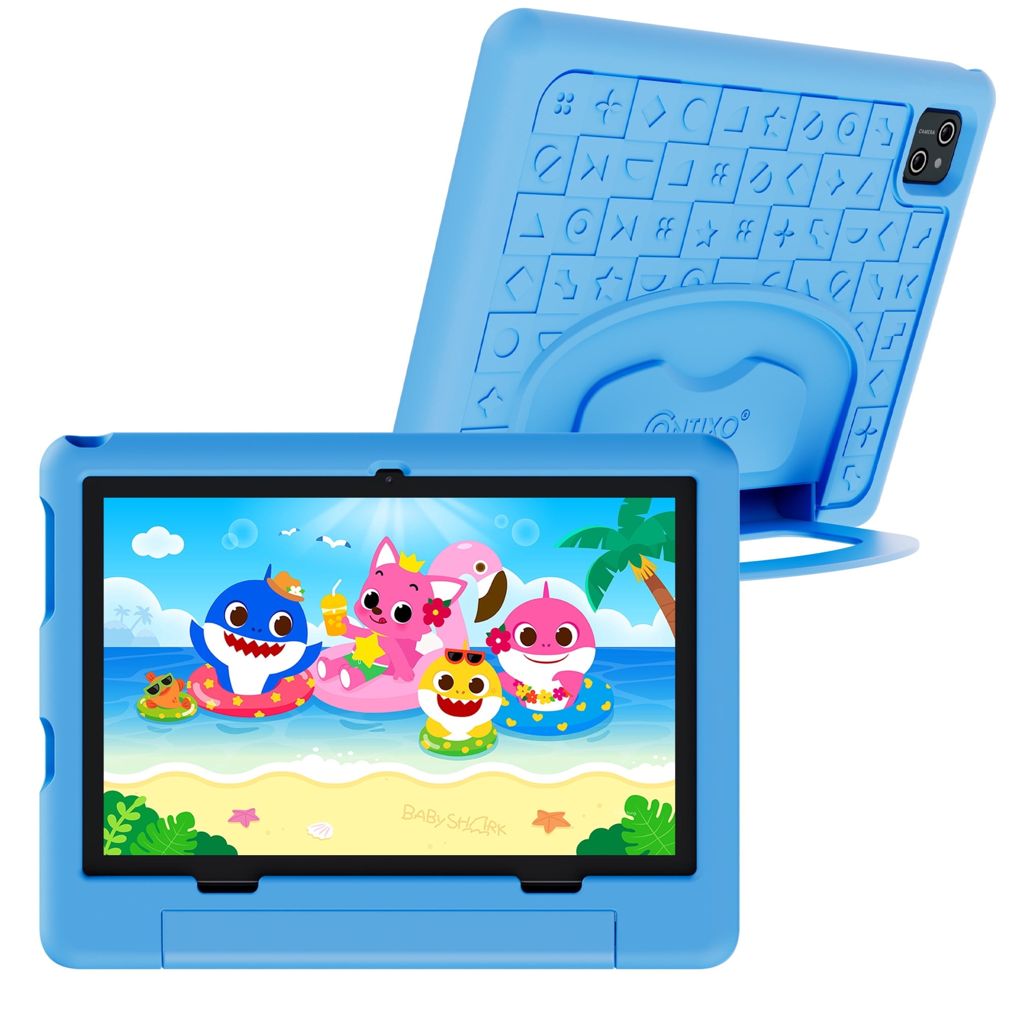 Pinkfong Baby Shark A10e 10-Inch Kids Learning Tablet by Contixo | Android 16, 8 Exclusive Pinkfong Educational Apps, Protective Case with Kickstand, Parental Controls, 32GB, Ages 3–12 –Blue