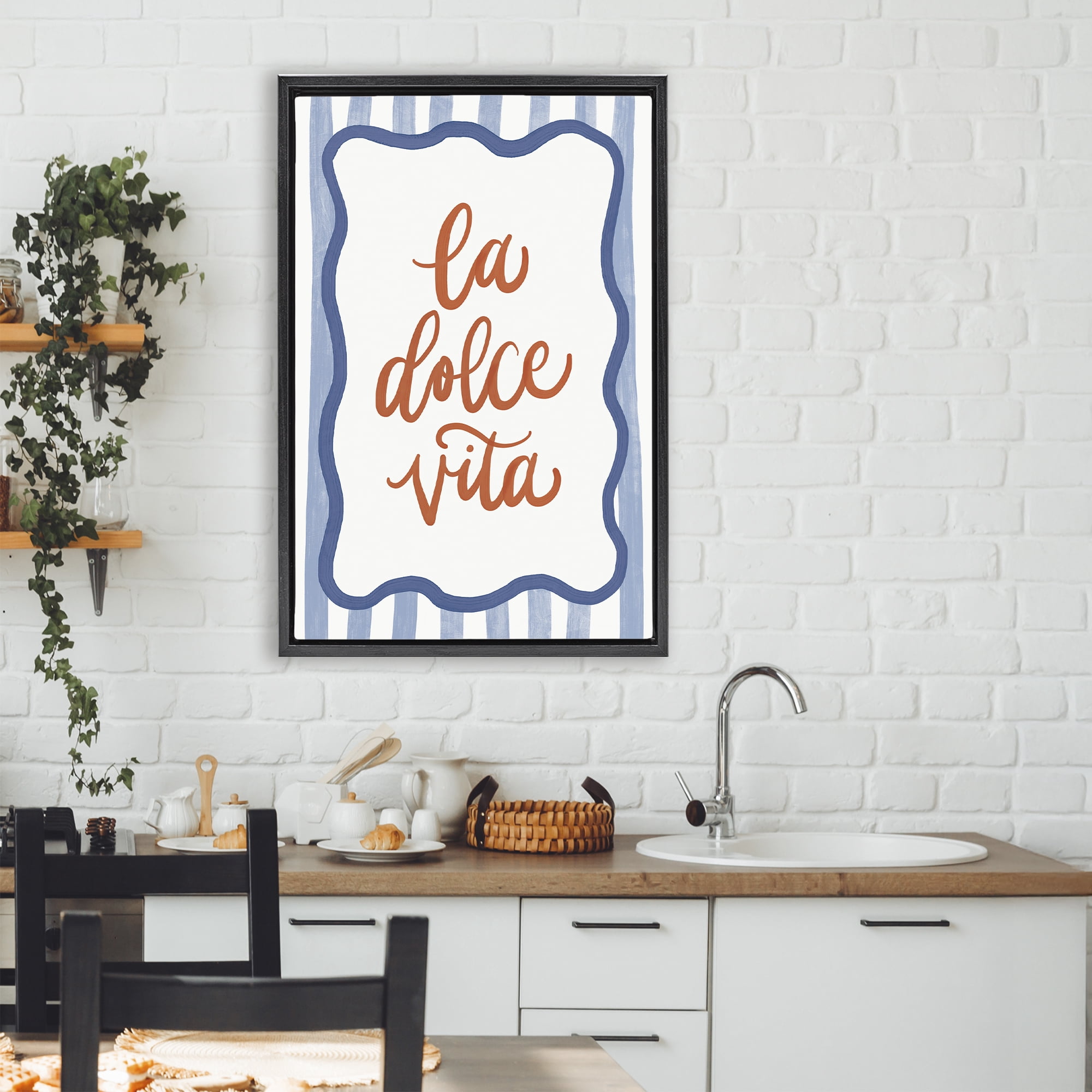 Stupell Industries Italian Kitchen Typography Black Framed Floater Canvas Wall Art, design by Amanda Houston