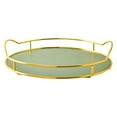 thumbnail image 1 of Bandeja de servir con espejo, organizador de maquillaje, plato de almacenamiento, plato para velas, asas metálicas para labiales, tocador de baño, decoración del hogar, mesa de Matcha Green, 1 of 8
