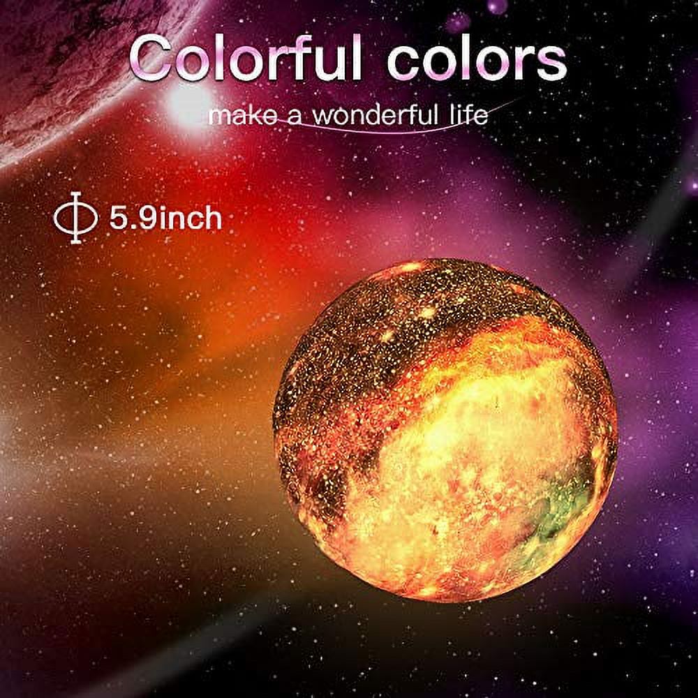 Hibibud Moon Lamp Galaxy Lamp 5.9 inch 16 Colors LED 3D Moon Light Lava Lamp Remote & Touch Control Star lamp Moon Night Light Gifts for Girls Boys Kids Women Birthday - image 3 of 3