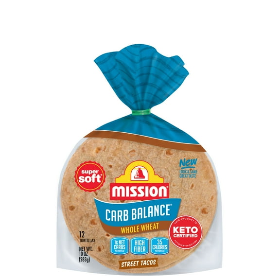 Mission Carb Balance Whole Wheat Street Taco Tortillas, 10 oz, 12 count