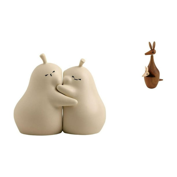Sujetalibros de cerámica con forma de pera abrazada, figura de animal finamente elaborada, estatua decorativa, detalle para fiestas, adorno divertido