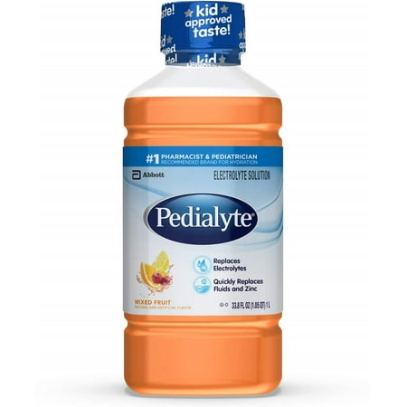 Pedialyte Electrolyte Solution, Hydration Drink, Mixed Fruit, 1.1QT (33.8oz) (Pack of 2)