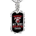 thumbnail image 5 of Wife Waiting Fishing Stainless Steel or 18k Gold Premium Swivel Dog Tag Keychain, 5 of 10