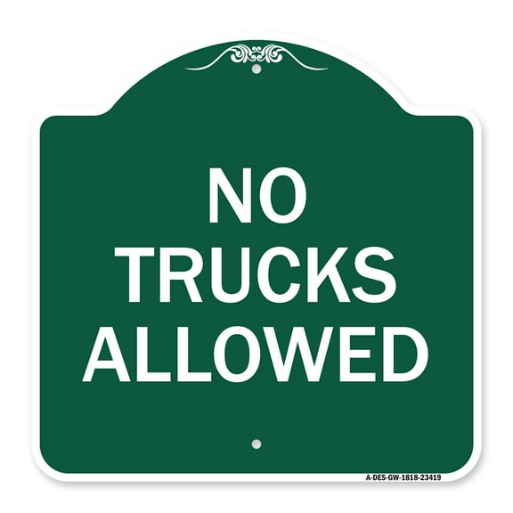 SignMission A-DES-GW-1818-23419 18 x 18 in. Designer Series Sign - Parking Lot Sign No Trucks Allowed, Green & White