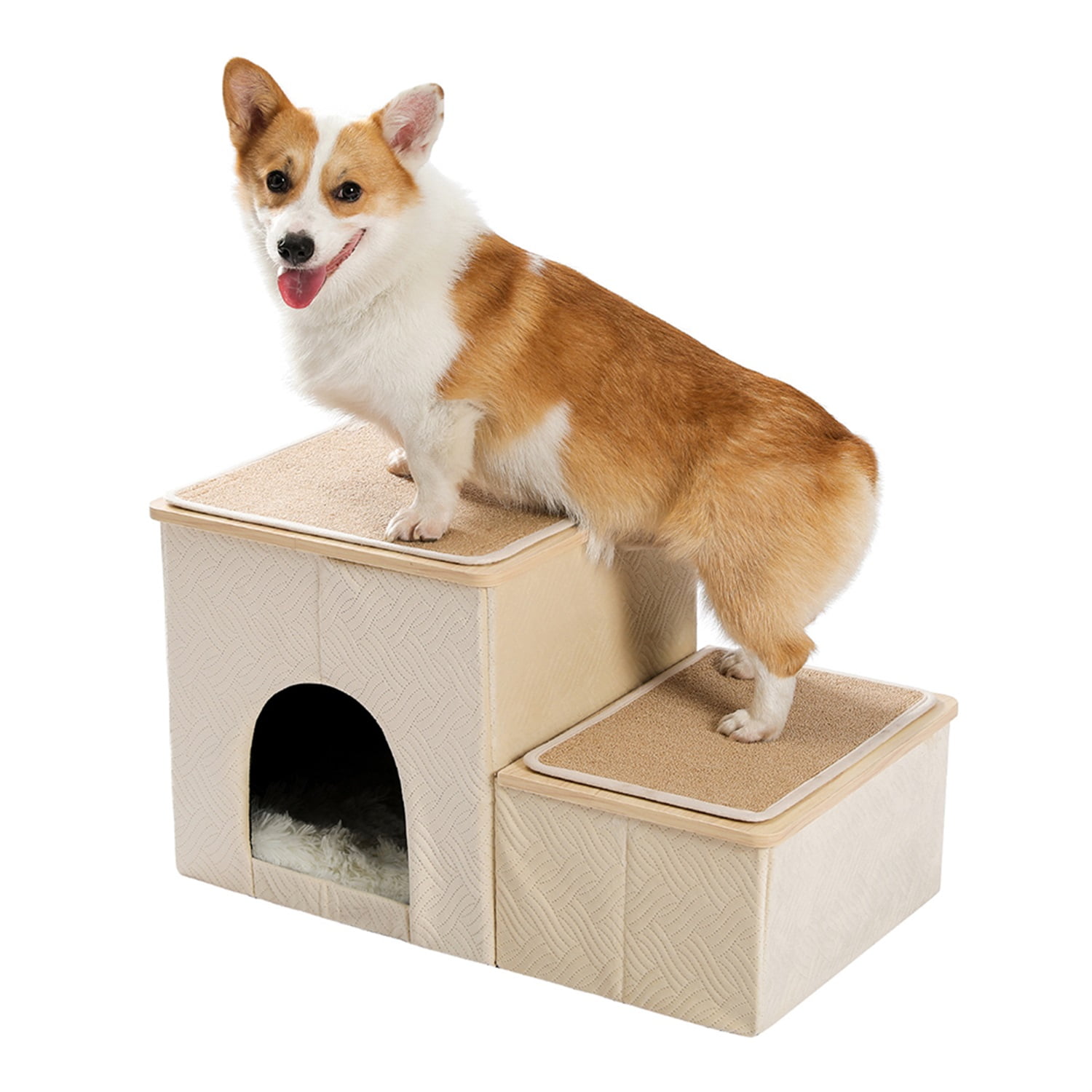 Pefilos Pets Dog Stairs for High Beds Pet Steps for Cats Get on Bed Couch Stairs 2 Step Stool for Small Dogs Kitten Ladder for Bed Window Perch for Pet Stair Ramp with Toy Storage Condo, Beige Pefilos Pets Dog Stairs for High Beds Pet Steps for Cats Get on Bed Couch Stairs 2 Step Stool for Small Dogs Kitten Ladder for Bed Window Perch for Pet Stair Ramp with Toy Storage Condo, Beige