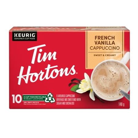 Tim Horton's Cappuccino French Vanilla k-cups 10 Count (Imported from Canada)