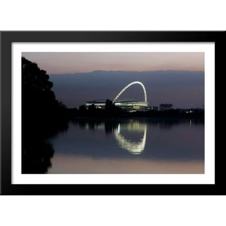 Wembley Stadium 40x28 Large Black Wood Framed Print Art