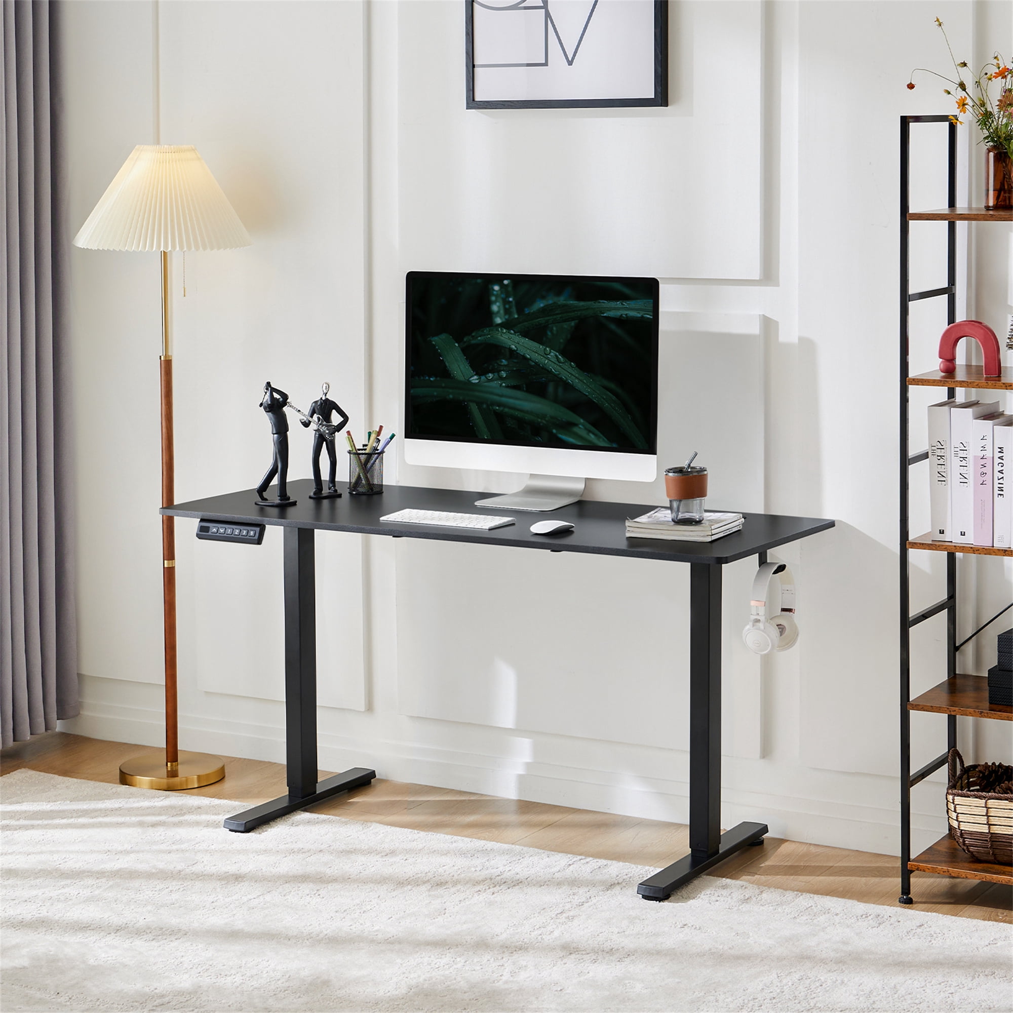 Aukfa 48" Electric Standing Desk, Adjustable Height Stand up Desk for Home Office, Black