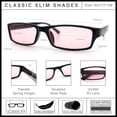 thumbnail image 6 of SA106 Mens Hippie Hustler Color Lens Narrow Rectangular Black Frame Sunglasses Pink Lens, 6 of 7