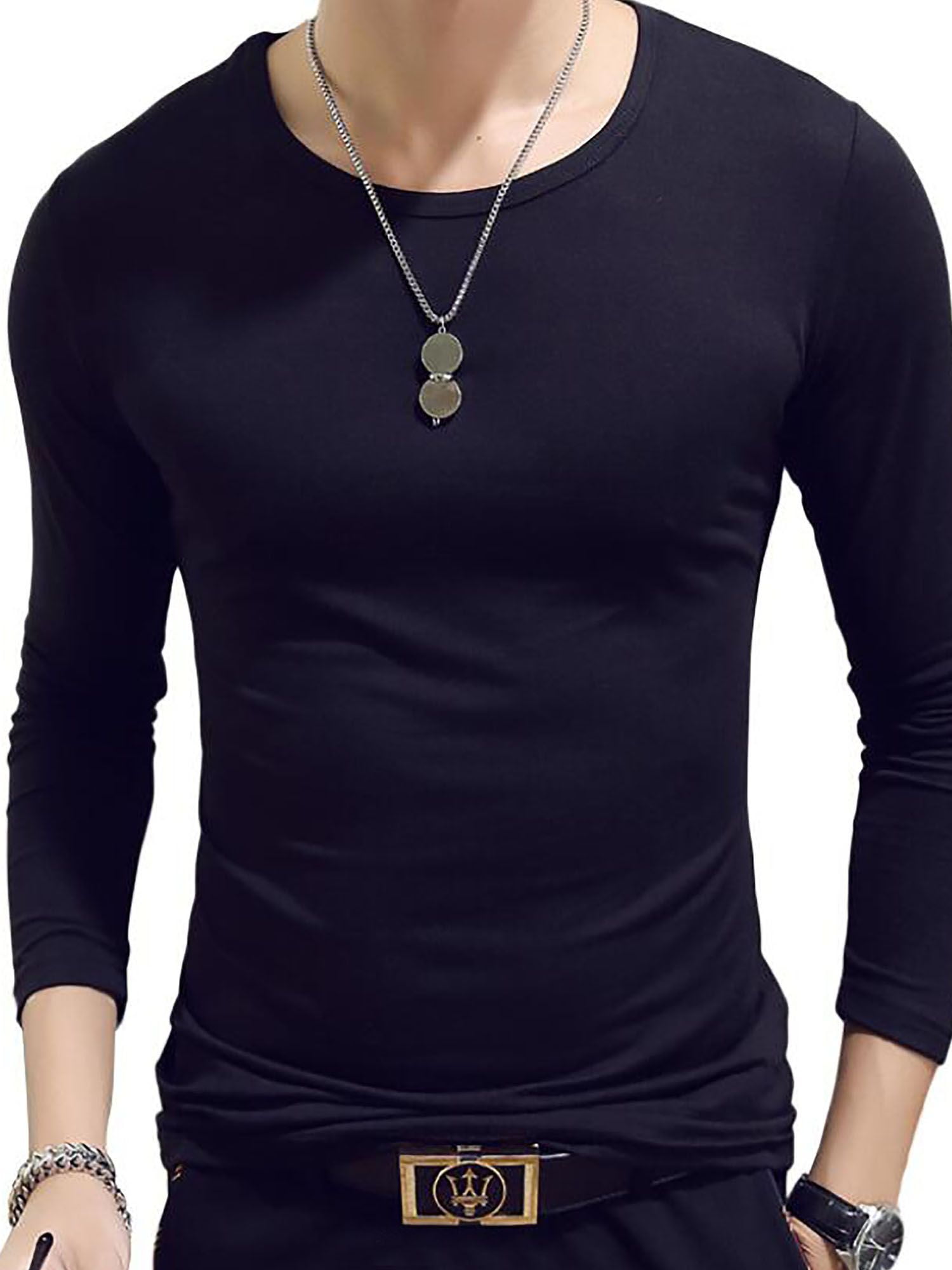 Gustave Men's and Big Men's Long Sleeve T-Shirt Crew Neck Shirts Slim ...