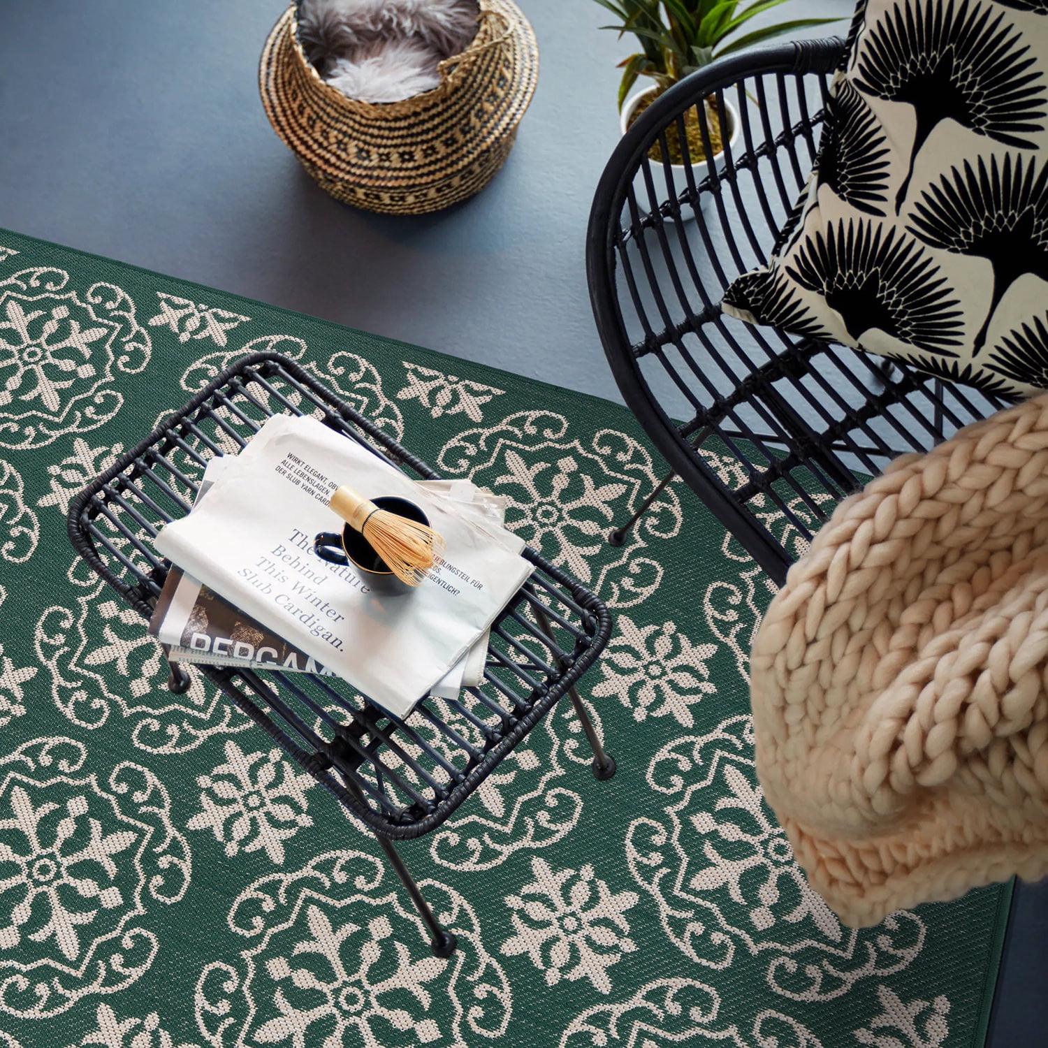 World Rug Gallery Transitional Geometric Textured Flat Weave Indoor/Outdoor Area Rug - GREEN 5' X 7'