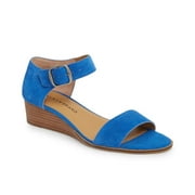 Lucky Brand Riamsee Lapis Blue Leather Closed Back Open Toe Low Heel Sandals