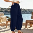 thumbnail image 5 of Womens Wide Leg Pants Drawstring Loose Baggy High Waisted Barrel Pants Summer Lounge Trousers with Pockets, 5 of 5