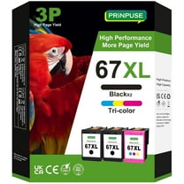 67XL Ink Cartridges Work Compatible for HP 67 ink cartridge for HP Ink 67 Black and Tri-Color Printer Ink 3-Pack