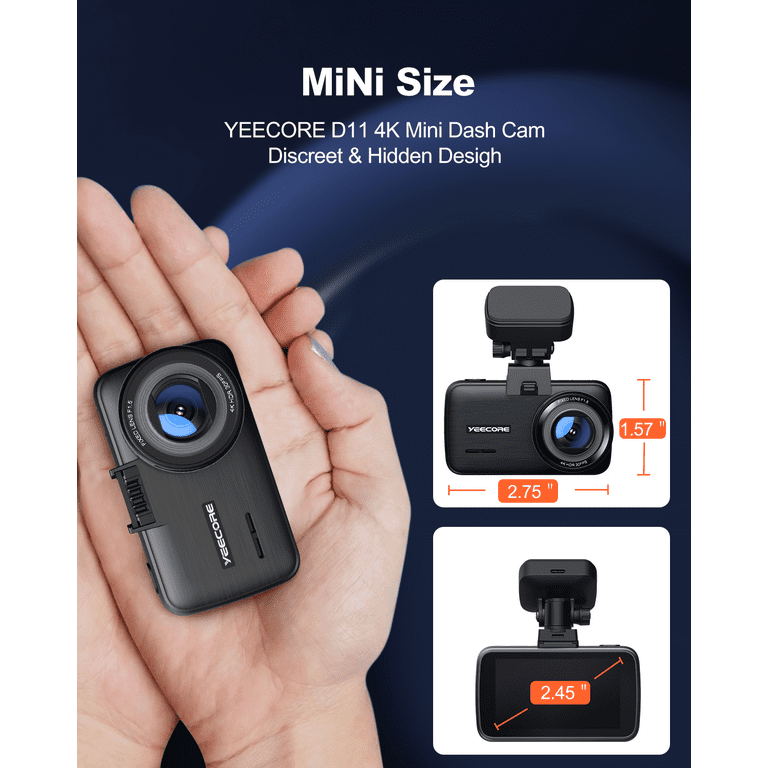 YEECORE Dash Cam, 4K UHD 2160P Car Camera Front, WiFi GPS, Touch Screen  2.45 Inch, Super Night Vision, Loop Recording, G-Sensor, HDR, Mini Dash  Camera