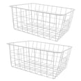 thumbnail image 4 of Freezer Storage Basket, Rust Proof Lightweight 2pcs Iron Basket Bin  for Desktop White Unlined, 4 of 8