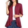 thumbnail image 2 of Inevnen Women's Casual Lightweight Open Front Cardigans Soft Draped Ruffles 3/4 Sleeve Cardigan, 2 of 4