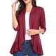 thumbnail image 2 of VISgogo Mujeres Primavera Otoño Cardigan Tops, 3/4 Manga Casual Color sólido Volantes Dobladillo Delgado Tops Abrigo VISgogo  moda, 2 of 4