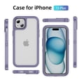 thumbnail image 3 of Rugged Case for iPhone 14 Plus, Heavy Duty Double Layer Toughness Protection Phone Cover Military Grade Shockproof Drop Resistant Frosted Matte Durable Case for iPhone 14 Plus, Purple+Clear, 3 of 8
