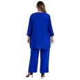 thumbnail image 4 of TTAO Womens Elegant Wedding Guest Pants Suit 3 Piece Set Formal Chiffon Lace Evening Party Outfits Blue 3XL, 4 of 7