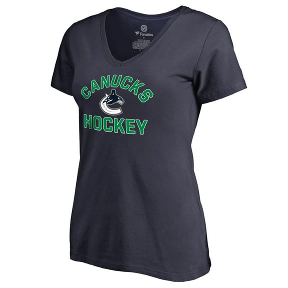 Women's Navy Vancouver Canucks Overtime V-Neck T-Shirt