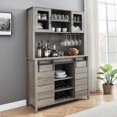 thumbnail image 7 of GAOMON 70" Farmhouse Coffee Bar Cabinet with Sliding Barn Door, Kitchen Hutch with Wine Rack and Glass Storage, Buffet Cabinet for Dining Room and Living Room, Light Oak, 7 of 7