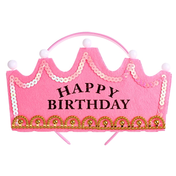 KAKOWELY Tiara LED de feliz cumpleaños para niños, diadema para fiesta infantil (rosa)