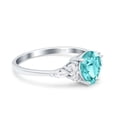 thumbnail image 2 of Pear Teardrop Art Deco Ring Paraiba Tourmaline CZ 925 Sterling Silver Size 10, 2 of 6