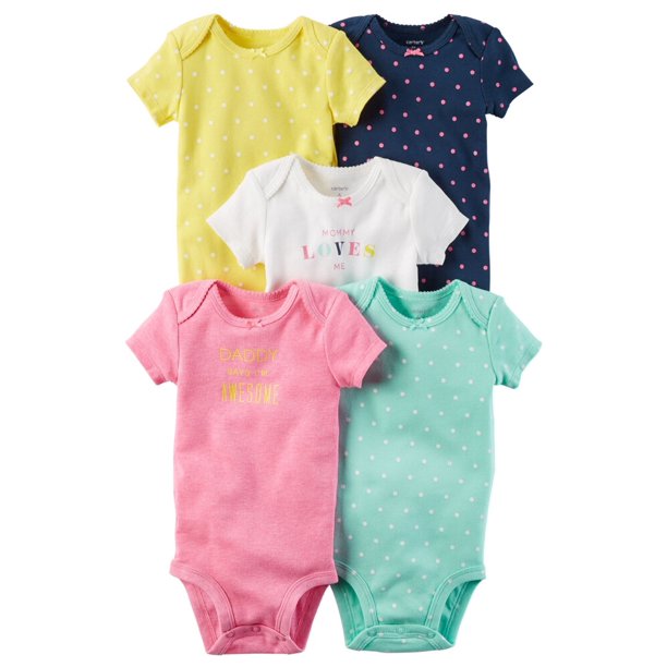 Carter's Carters Baby Girls 5Pack ShortSleeve Original Bodysuits