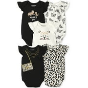 The Children's Place Baby Girl Ruffle & Toddler Girl Short Sleeve Knit 5-Pack Bodysuits, Sizes Newborn-24 Months