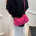 thumbnail image 1 of Bolso de hombro para mujer Bolso bandolera de PU Bolso de mensajero informal plisado (Rosa roja), 1 of 7