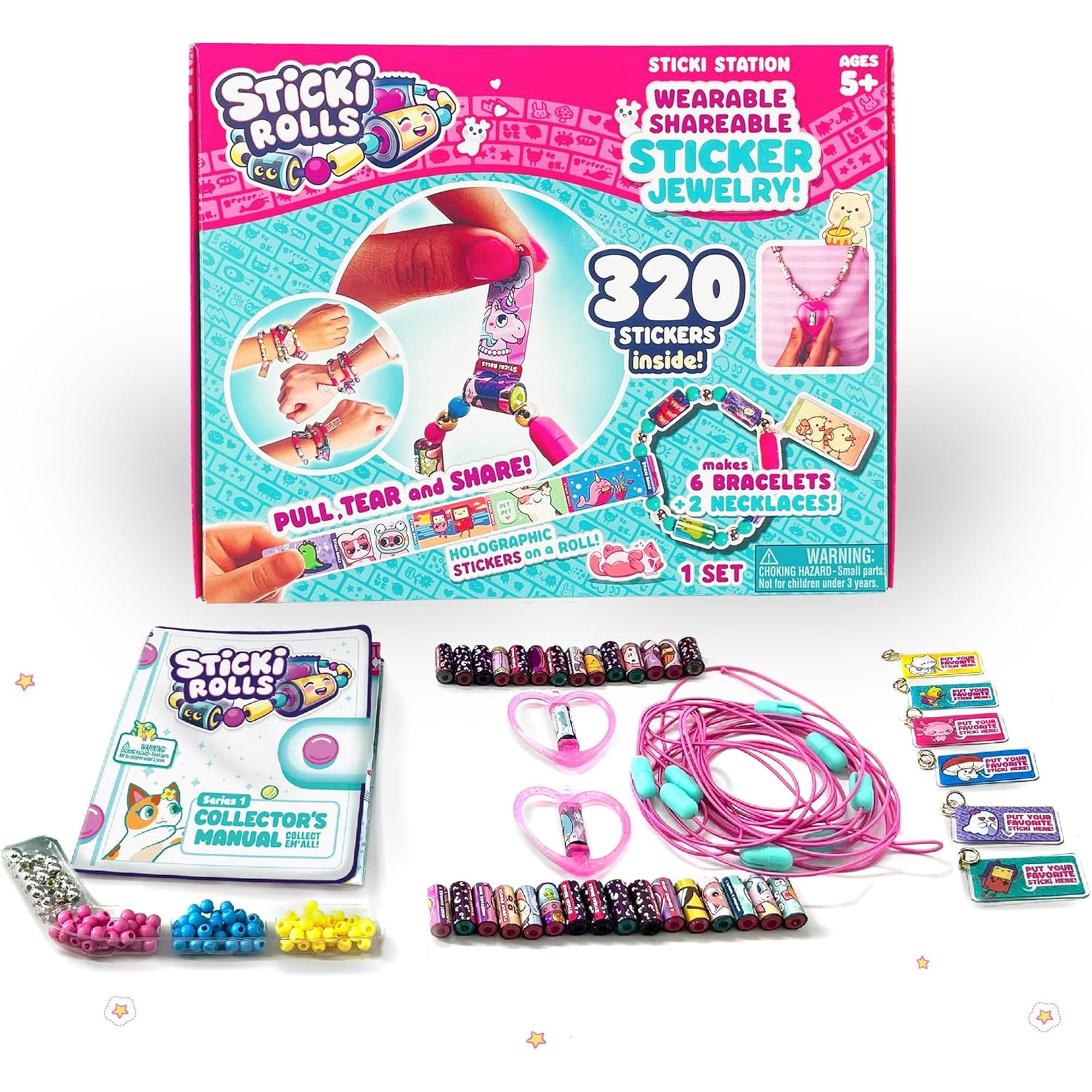 STICKI ROLLS Sticki Station - DIY Jewelry Kit | 320 Stickers | Make Bracelets, Necklaces & Pendants