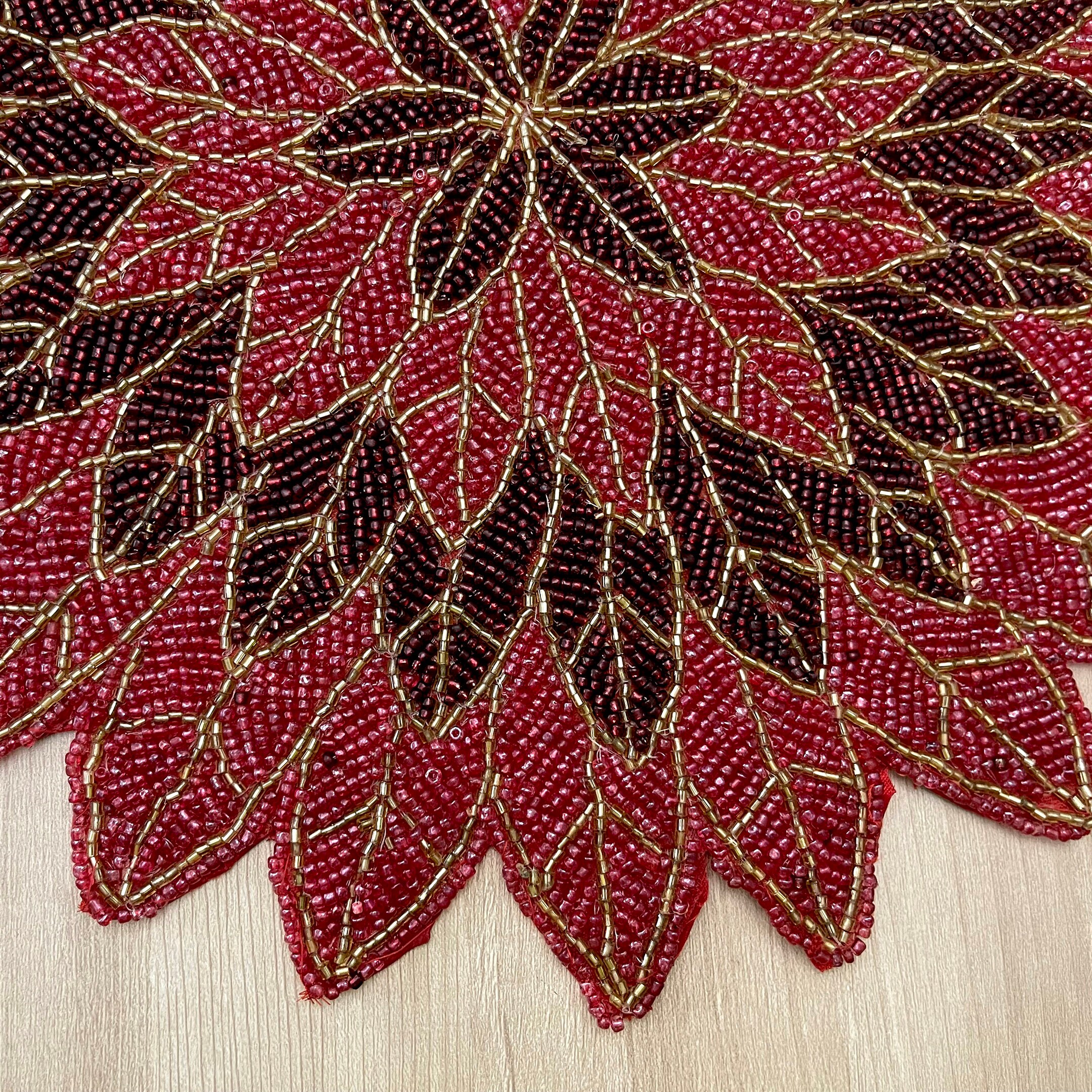 Set of 6, Christmas Poinsettia beaded placemat, gift for her, christmas décor