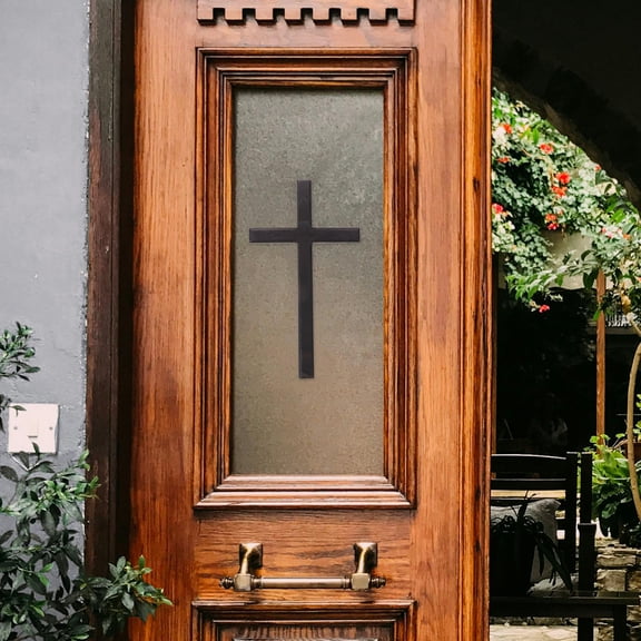 OUNONA Hanging Wall Decoration Black Wooden Cross for Living Room 1Pack