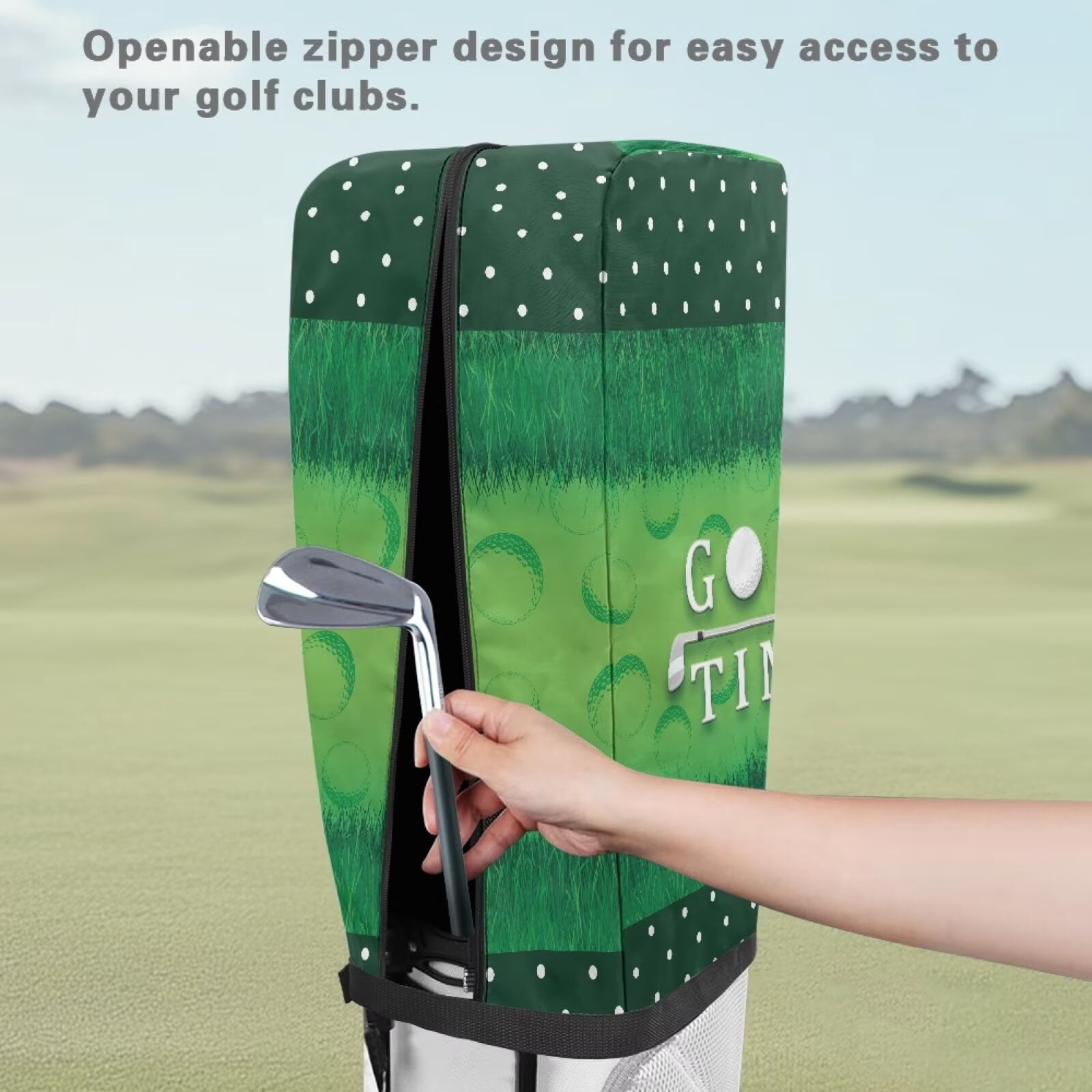 Chririnla Golf Time Golf Bag Travel Cover Lightweight Dust Hood with Zipper Universal Fit for Most Golf Bags Golf Club Accessories