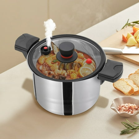 7.4Qt Stainless Steel Pressure Cooker with 60Kpa Micro Pressure Technology – Safe, Durable & Fast Cooking for Gas, Induction & Electric Stoves, Family Size