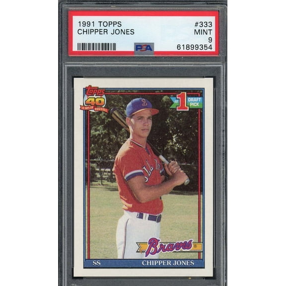 Chipper Jones 1991 Topps Baseball Rookie Card RC #333 Graded PSA 9