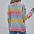 thumbnail image 4 of Duoif Sweaters for Women Trendy Ladies Crew Neck Long Sleeve Knit Rainbow Sweater Fashion Loose Tops Women's Sweaters Womens Tops Pink XL, 4 of 9