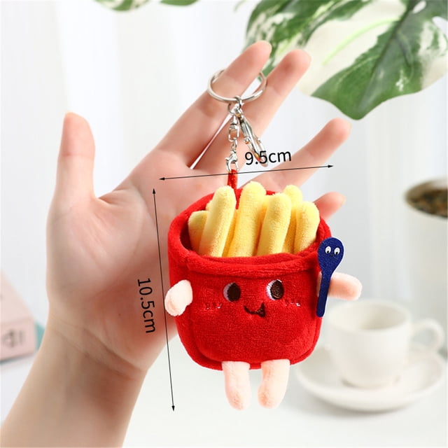 5Pcs Fast Food Keychains For Kids, Vacemry Fast Food Keychains ForKids, Cute Plush Keychain Accessories, Hamburger French Fries Character Key Rings, Birthday Party Favors ForBoysAndGirls, Backpack