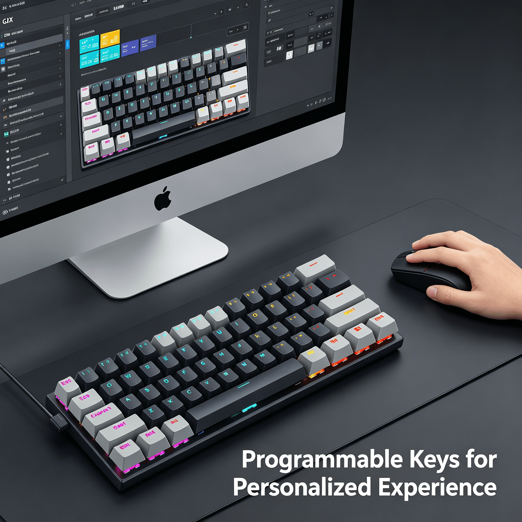 GJX 2026 New Mechanical Keyboard Precision Mechanical Switches 60% Keyboard Programmable Keys Quiet Operation Computer Keyboard for Windows Style 2 for Gaming Typing Office Use Home Setups.