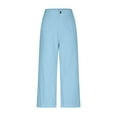 thumbnail image 5 of Olyvenn High Waisted Wide Leg Pants for Women Chino Business Casual Work Office Fashion Cropped Pant Trousers with Pockets Blue M, 5 of 9