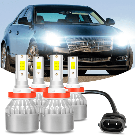 WVKVII For Cadillac CTS 2008-2013 H9 H11 LED Headlight High Low Beam Bulbs 4Pcs 6500K Bright White