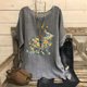 thumbnail image 2 of Vestidos Casuales Para Mujer, Blusas De Mujer De Moda Camisetas estampadas de moda para mujer, blusas casuales de lino holgadas de manga corta con cuello redondo y raglán, 2 of 4