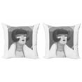 thumbnail image 1 of Ambesonne Retro Throw Pillow Cover 2 Pack, Bob Haired Posh Lady, 24", Black Grey and White, 1 of 2